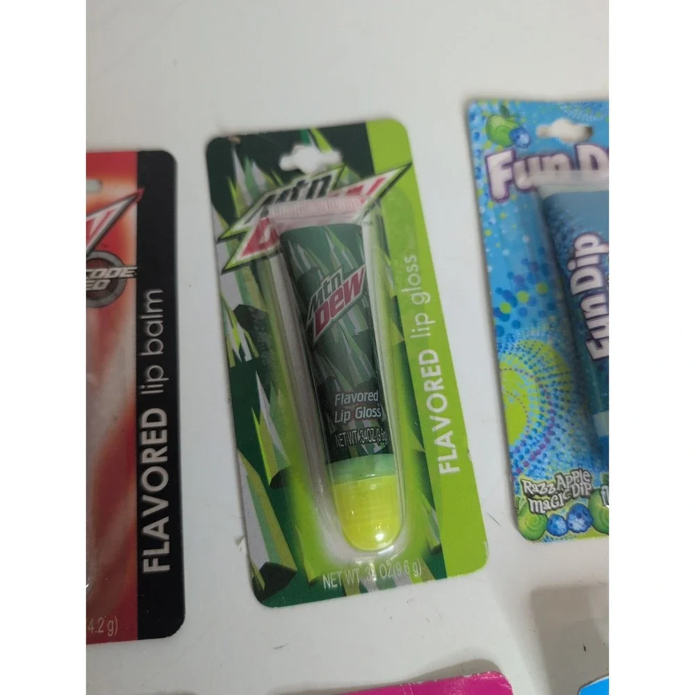 Vtg Mixed Lot (10) Lotta Luv Lip Gloss/ Balm 2010 Mountain Dew Blow Pop Snoopy
